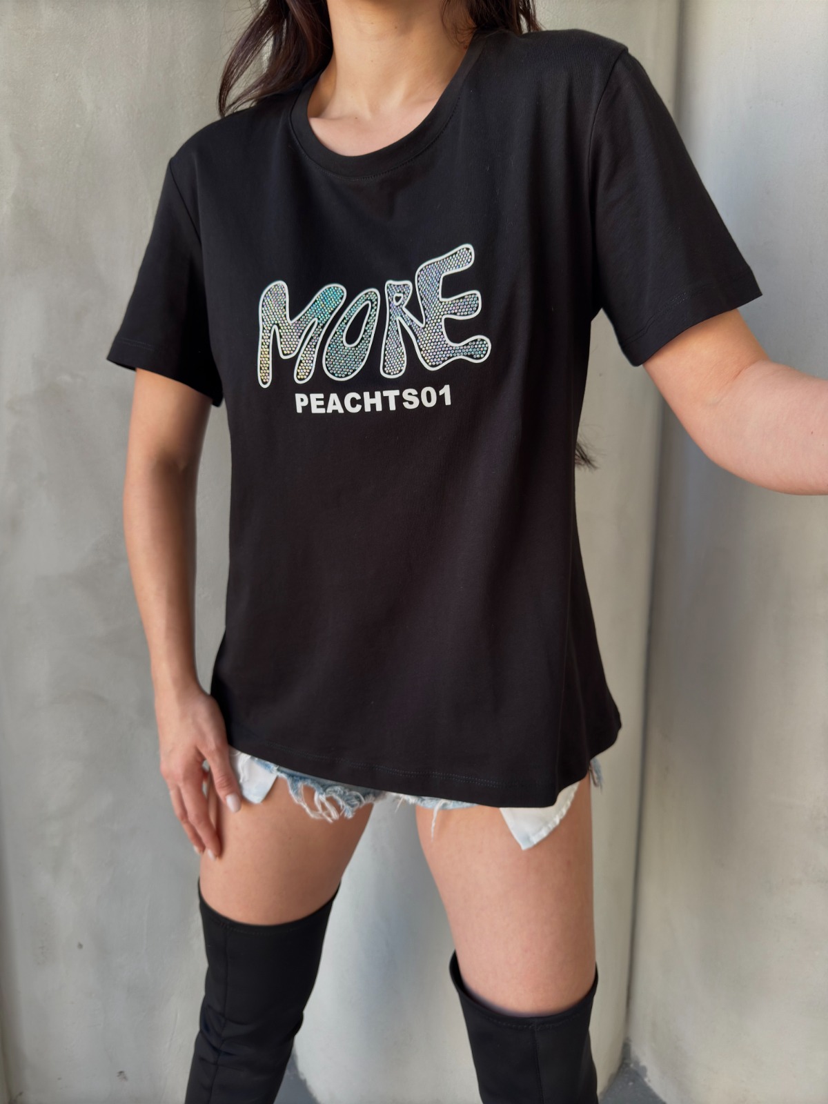 BASKILI SİYAH TSHIRT ek resim